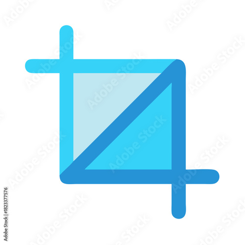 Blue crop symbol for image editing on black background
