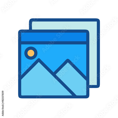 Stock images stacked flat vector graphic with mountain landscape