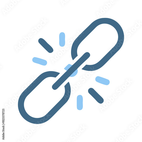 Disconnected chain links representing broken links, failure, or security