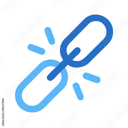 Broken chain link icon on a black background