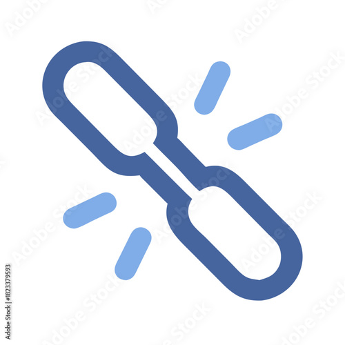 Broken link icon on black background for connection concept