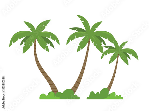 Palm tree or coconut tree with grass illustration