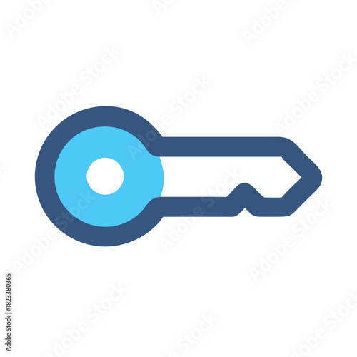 Blue key icon with dark outline on black backdrop