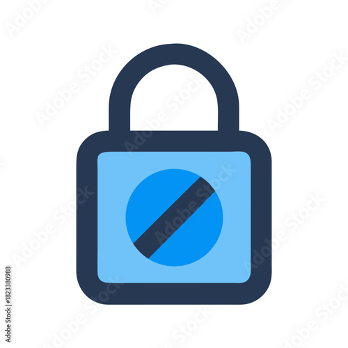 Prohibited access vector icon with blue padlock illustration