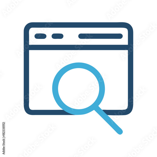 Web browser search with magnifying glass icon concept image