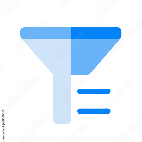 Blue funnel icon representing filter function and data processing