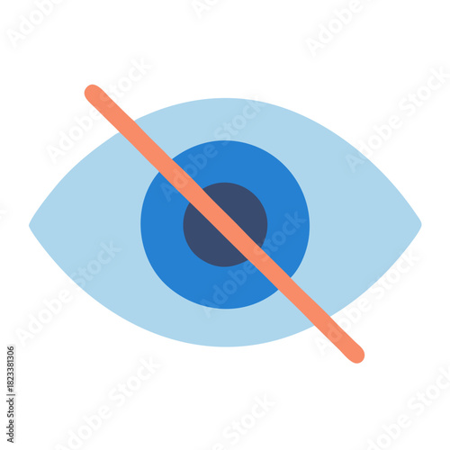 Simple flat eye icon with line through it