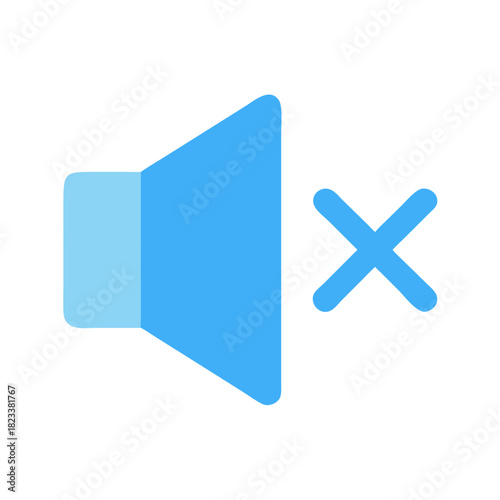 Speaker mute sign icon, flat design on black background