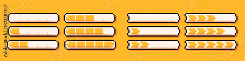 Energy yellow live bars in two different shapes drawn in pixel art 8 bit style.