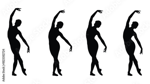 Ballet dancer silhouettes isolated on white background, Vector