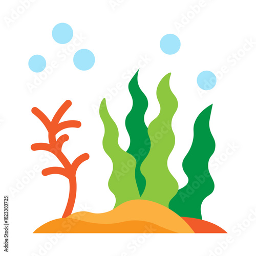Sea Weeds Vector Flat Icon Design