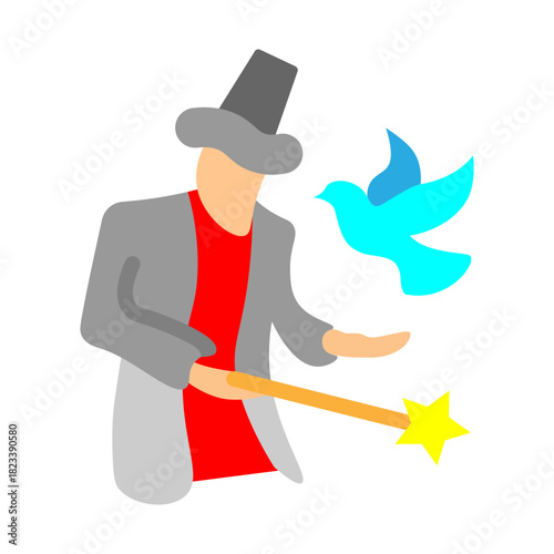 Street Magician Vector Flat Icon Design