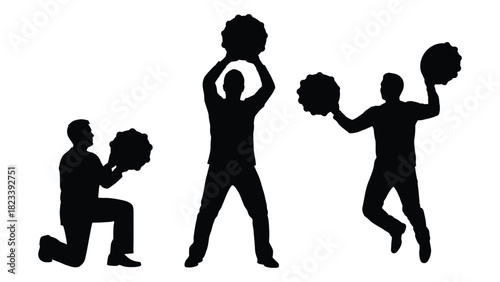 Dynamic silhouettes with spiky spheres isolated on white background, Vector