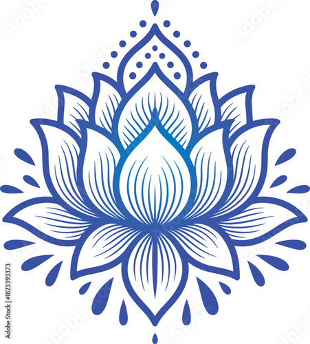 Elegant seamless vector pattern of a vintage lotus flower illustration for floral design and nature-inspired wallpaper decor