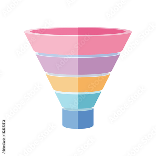 2D Graphic of Simple Funnel Infographic for Data Visualization