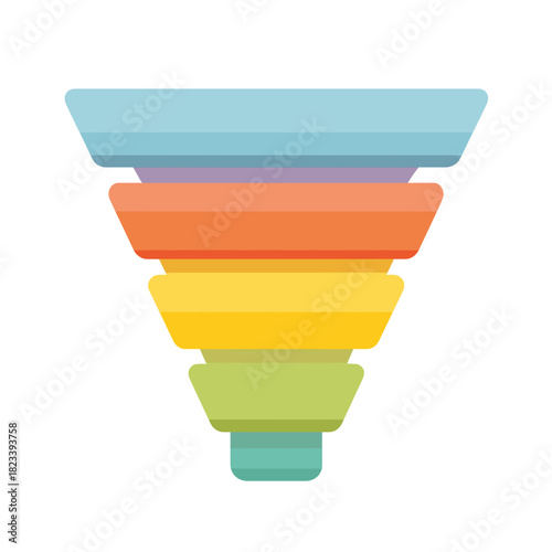 Simple 2D Graphic of a Funnel Infographic for Data Presentation