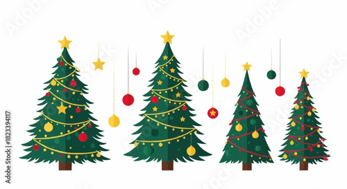 set of christmas trees