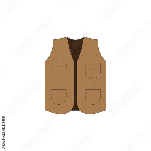 Brown vest with pockets vector illustration on white background