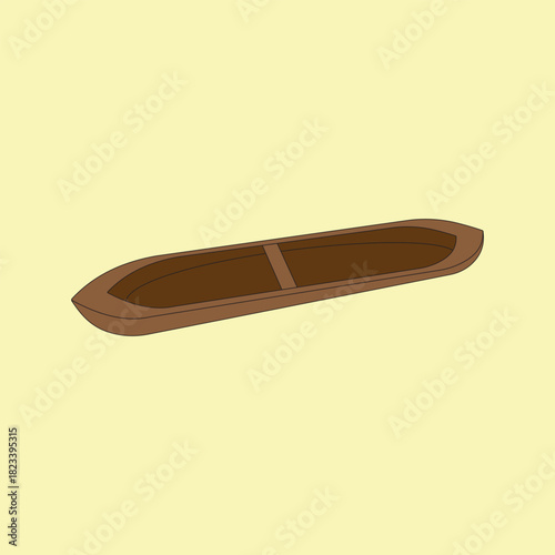 Wooden canoe or rowboat vector illustration