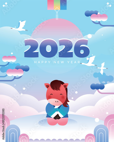2026 신년 붉은 말 캐릭터 일러스트 04
