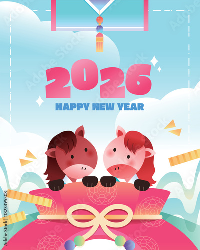 2026 신년 붉은 말 캐릭터 일러스트 05
