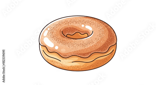 Illustration of a glazed donut with a hole in the center.