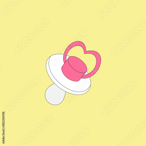 Silicon baby pacifier with heart handle vector illustration. Dummy, soother or teether