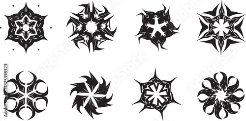 Eight unique tribal art vector elements for design - ethnic patterns and creative ornaments