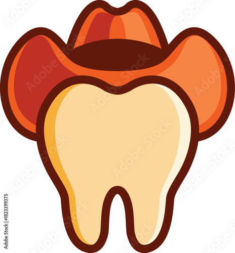 cartoon teeth wearing a cowboy hat
