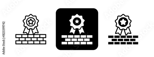 Craftmanship  Solid color and black line drawing vector illustration set