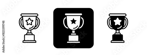 Excellence Awards  Solid color and black line drawing vector illustration set