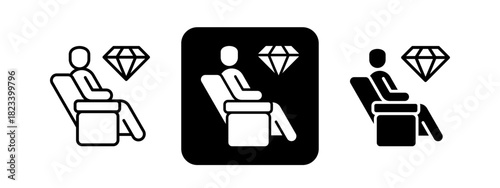 First Class  Solid color and black line drawing vector illustration set