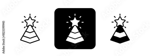 Top Tier  Solid color and black line drawing vector illustration set