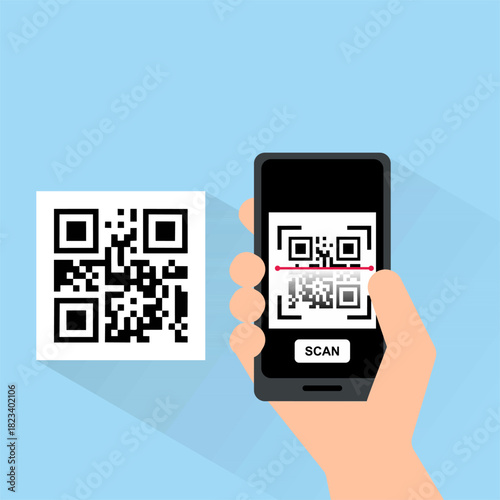 illustration of qr code scanning
