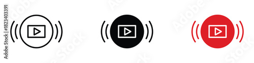 Video streaming icon vector. live streaming, audio, video playback symbol. vector illustration.