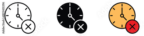 Cancel time icon vector. time removal, cancellation, missed deadline symbol. vector illustration.