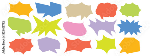 Colorful speech bubbles and bursts icon vector. Hand drawn colorful vector doodle talk balloons, speech babble frames. Funky childish dialog balloons symbol. vector illustration.