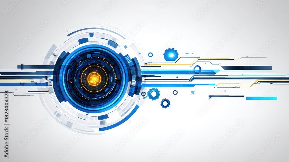 Obraz premium Futuristic blue digital interface abstract background concept