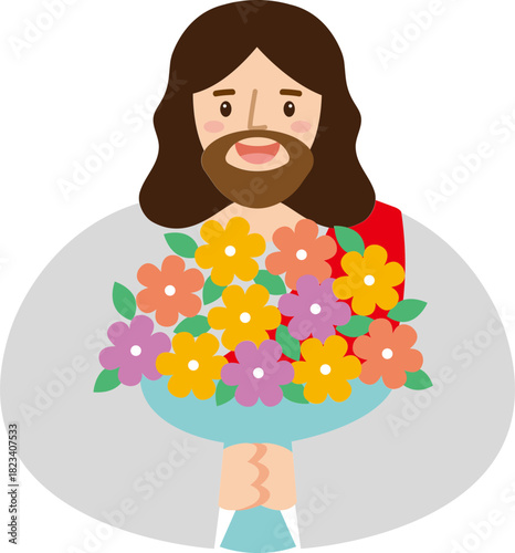 꽃을 들고 있는 예수님