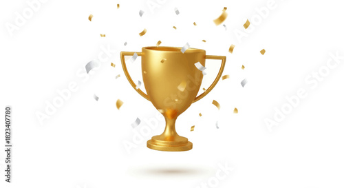 Golden ribbon glass of champagne, a winner's icon of success and achievement