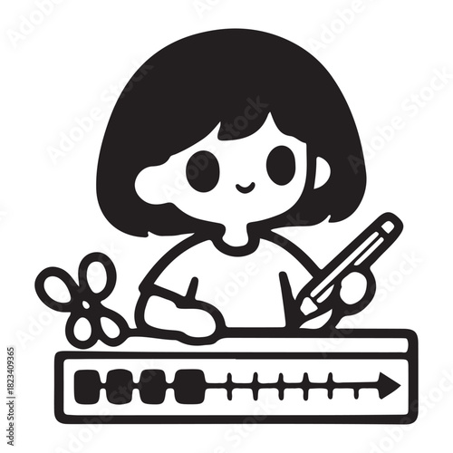 Creative Cartoon Character Editing a Video Timeline.