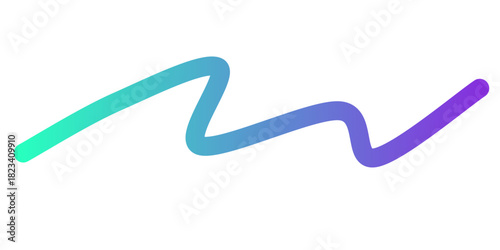 Fluid Teal Purple Gradient Wavy Line on White Background