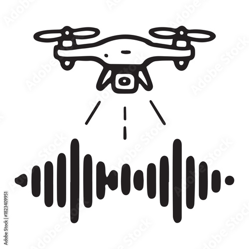 Drone technology capturing sound waves for data analysis and research.