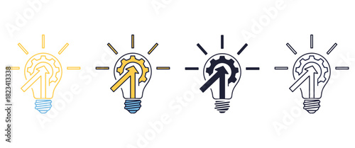 Creative Light Bulb Idea Icons – Innovation, Inspiration, and Modern Energy Symbol Vector Set