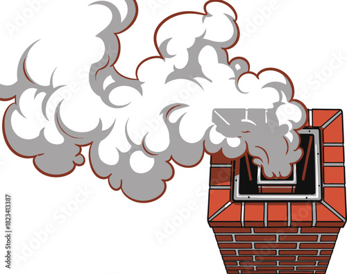 Chimney smoke pollution brick stack house home heating flue exhaust ventilation