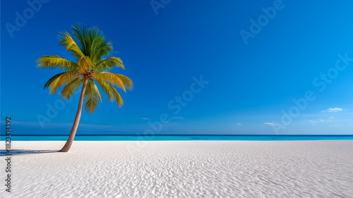 Lonely Palm Tree Leaning Ov...