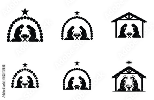 Christmas Nativity Scene Silhouette Set