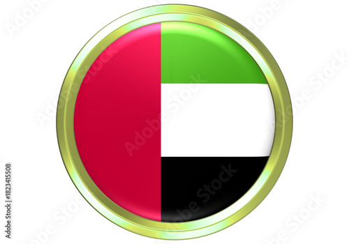 Free Download 3D United Arab Emirates Flag Icon in a Golden Glossy Circle Button - GFXLoad