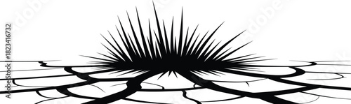 Cracked Ground Hole Illustration with Sharp Spikes.