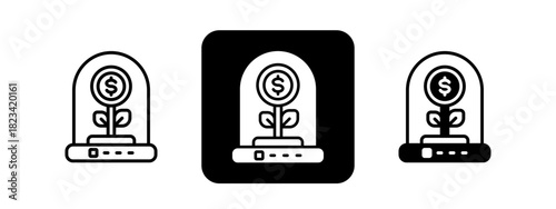 Business Incubator  Solid color and black line drawing vector illustration set